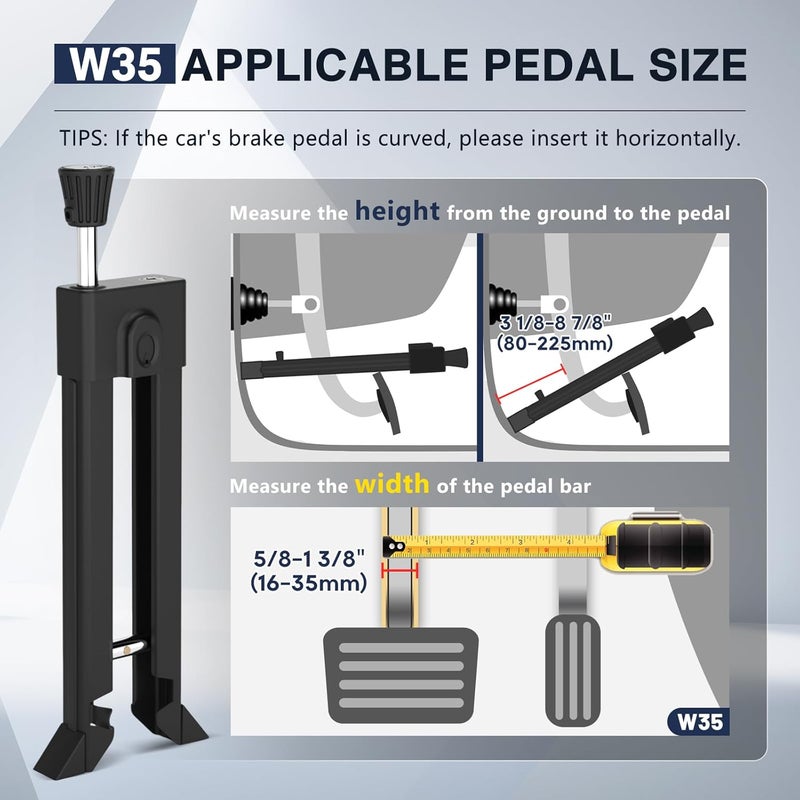 Kernel Brake Pedal Lock, Anti Theft Car Device, Universal Car Theft Prevention with 3 Keys, Car Security Anti Theft for Auto/SUV/Van(W35) - Image 2
